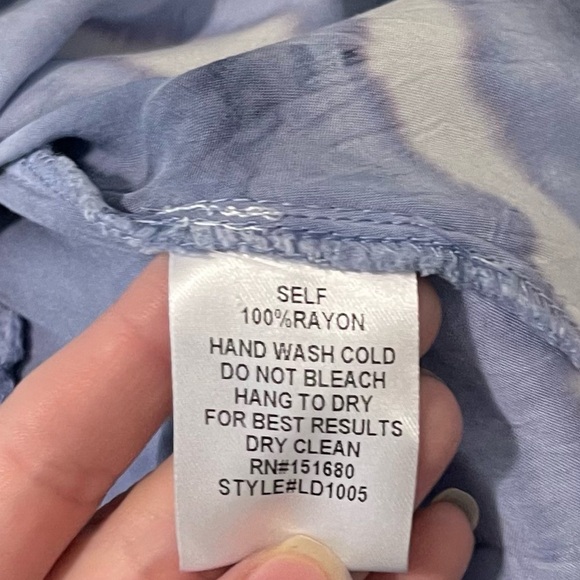 Storia Blue White Tue Dye High Low Strapless Dress Size Small Resortwear Beach - Picture 6 of 6